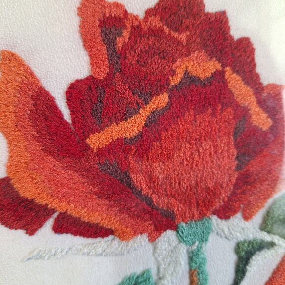 Vintage rose embroidery on silk art floral framed Wall Art 16x12 - Picture 3 of 5